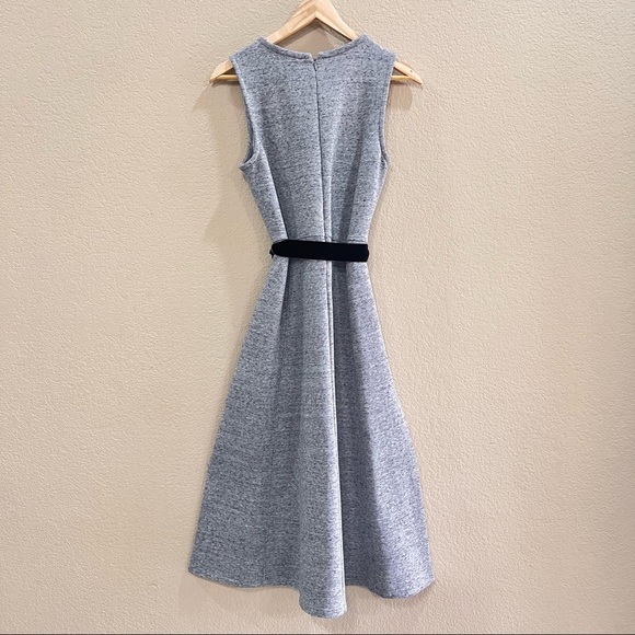 Women's J. Crew Gray Sleeveless Thick Knit Velvet Belted A Line Midi Dress Sz 6 - Picture 6 of 13